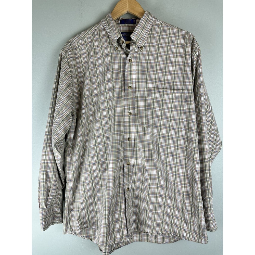 Pendleton Long Sleeve Full Button Up Plaid Broadway Cloth Shirt Pocke Size Large